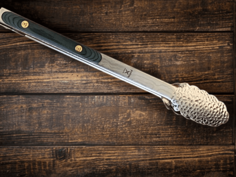 2x30 cm Damascus Finish Tongs with Pakka Wood Grip