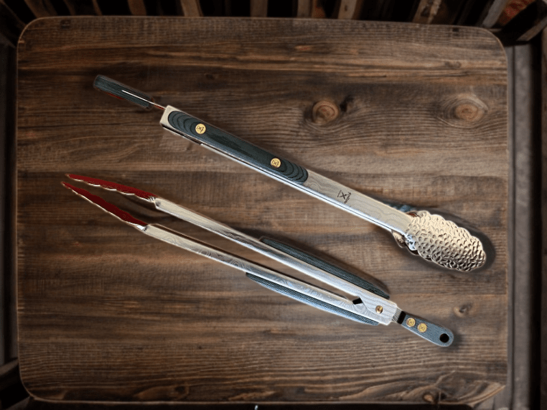 30 cm Damascus Finish Tongs with Pakka Wood Grip
