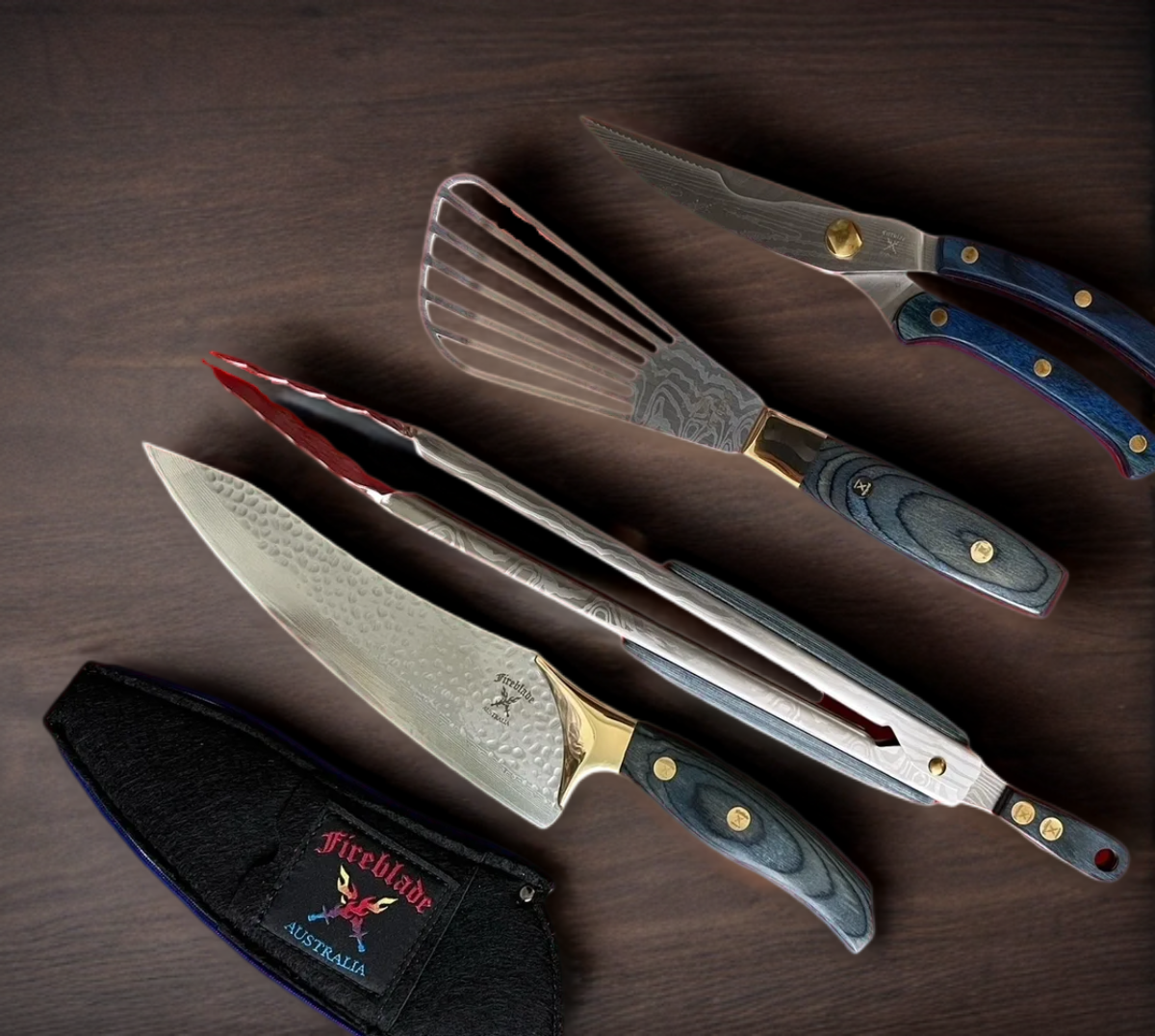 Fireblade Chefs Knife, Sheath & Tool Set