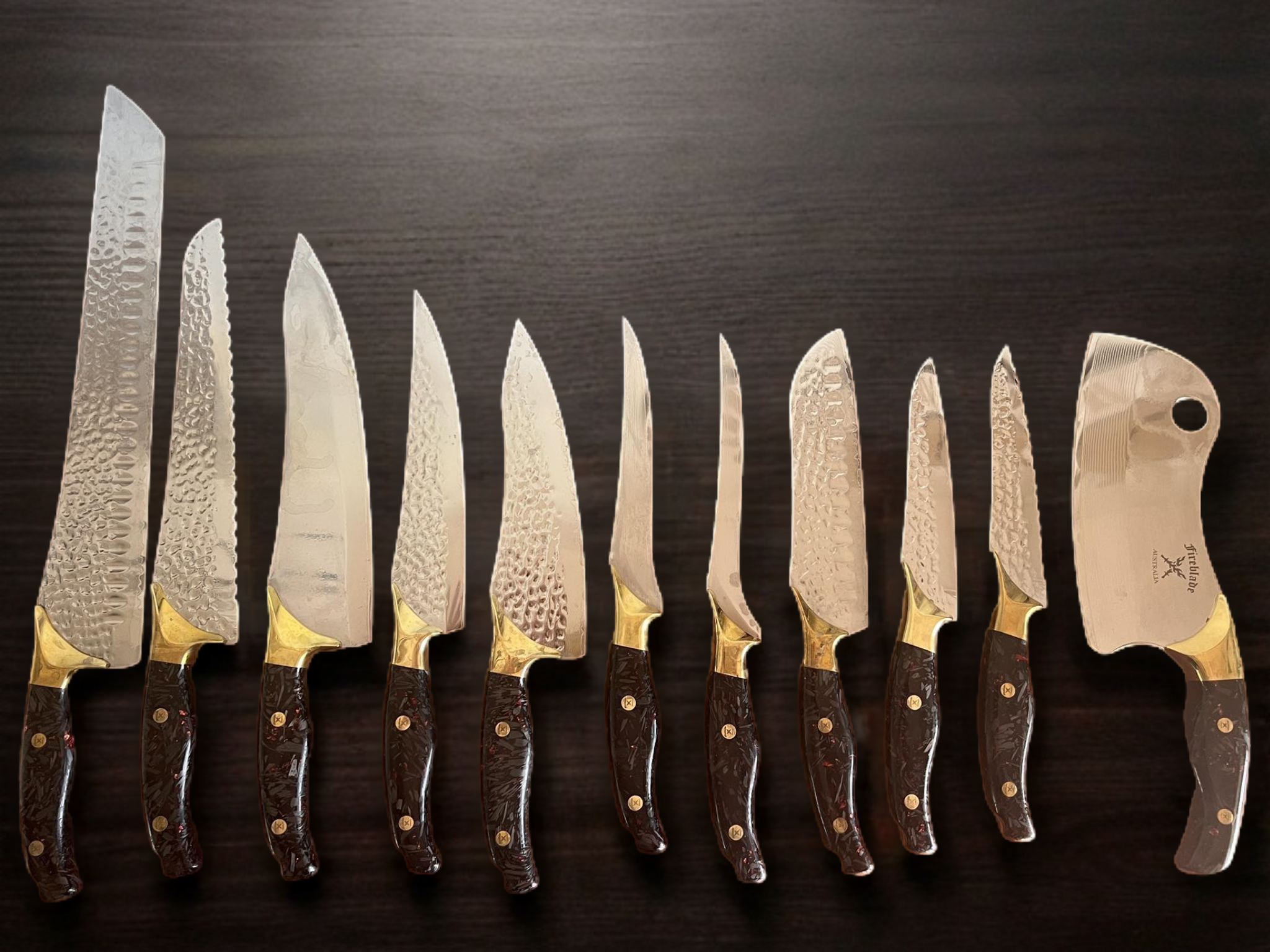 Limited Edition 10 Knives  plus Matching Leather Knife Roll & Tools