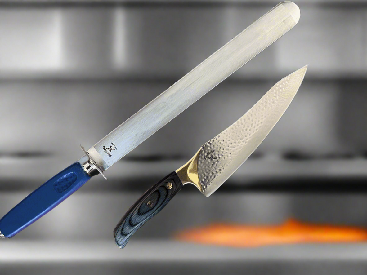 8 inch 67 Layer Damascus Steel Chefs Knife, Sheath & Sharpening Steel