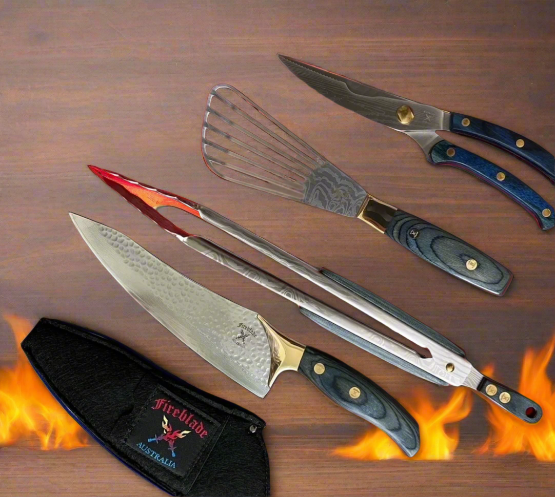 Fireblade Chefs Knife, Sheath & Tool Set