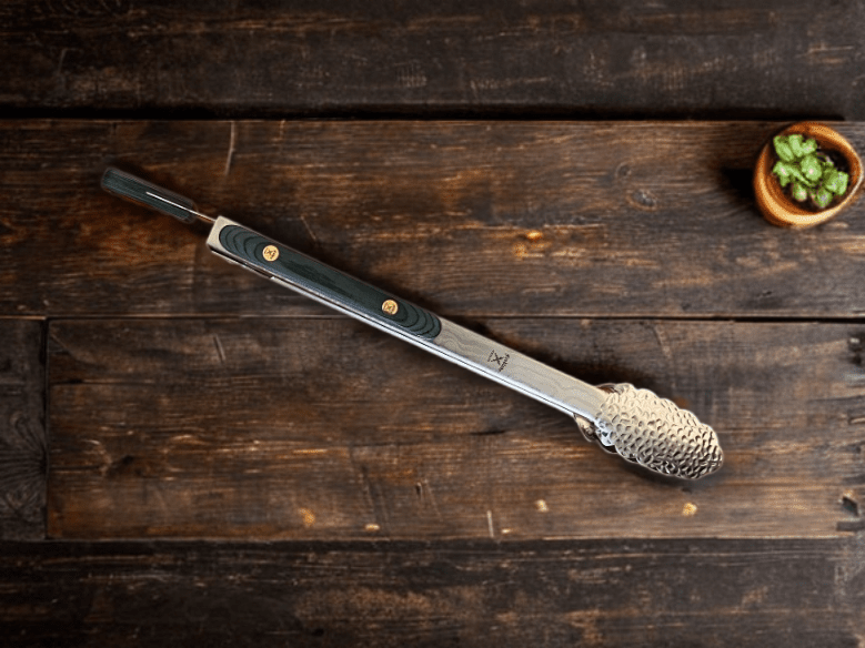 2x30 cm Damascus Finish Tongs with Pakka Wood Grip
