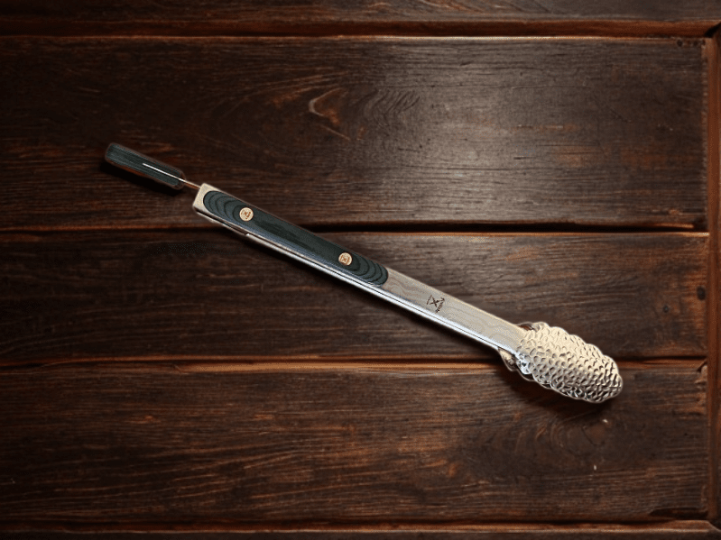 30 cm Damascus Finish Tongs with Pakka Wood Grip