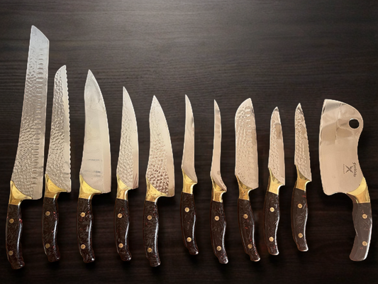 Limited Edition 10-Knife Set with Leather Roll & Tools