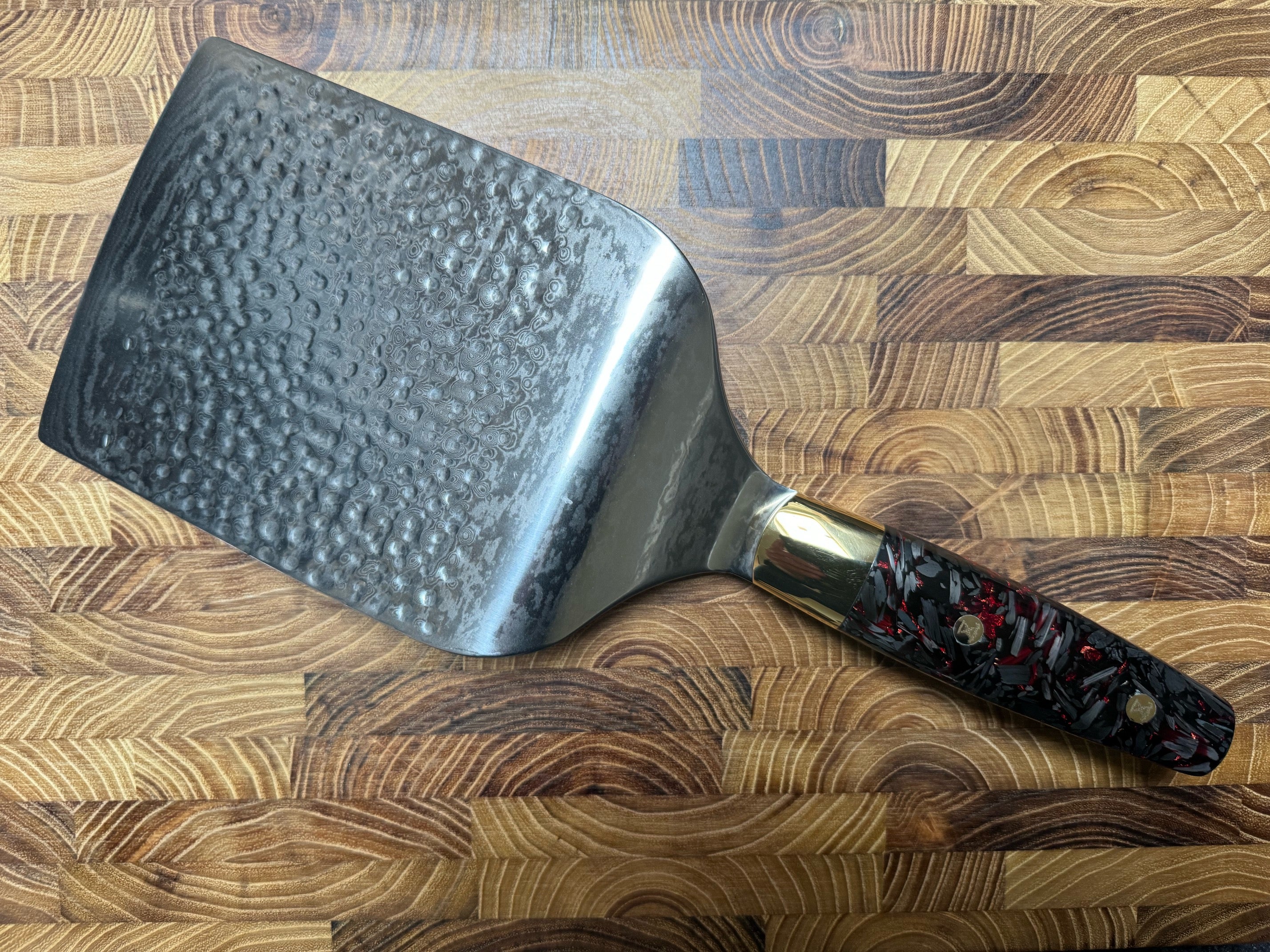 Spatula / Turner heavy Duty Carbon Fibre Red Fleck Black Handle.